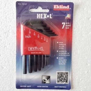 Eklind 10107 Standard SAE 7 piece Short Arm Hex L Key Allen Wrench Case Set New.